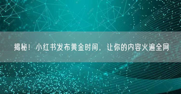 揭秘！小红书发布黄金时间，让你的内容火遍全网