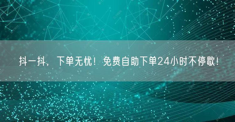 抖一抖，下单无忧！免费自助下单24小时不停歇！