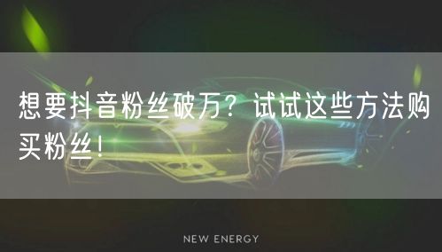 想要抖音粉丝破万?试试这些方法购买粉丝!