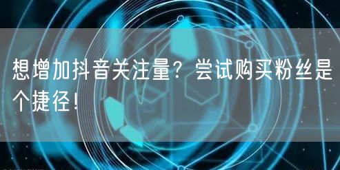 想增加抖音关注量?尝试购买粉丝是个捷径!