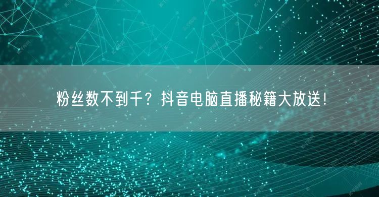 粉丝数不到千?抖音电脑直播秘籍大放送!