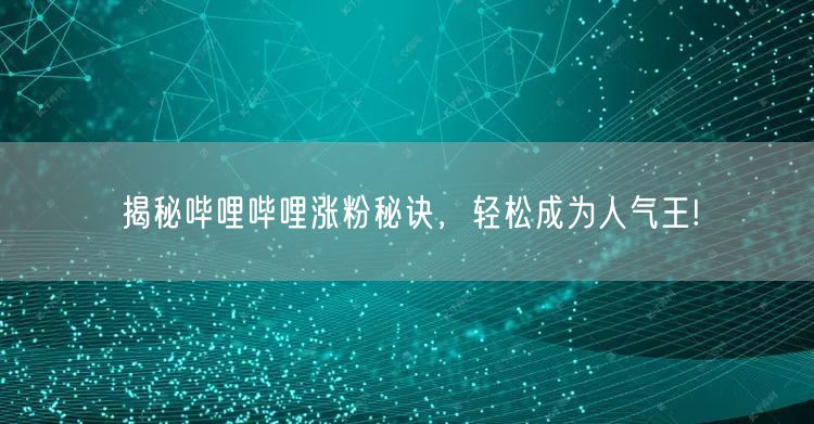 揭秘哔哩哔哩涨粉秘诀，轻松成为人气王!