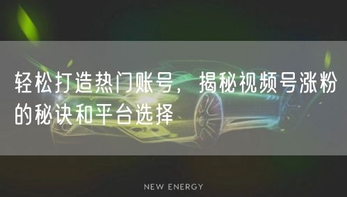 轻松打造热门账号,揭秘视频号涨粉的秘诀和平台选择