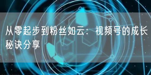从零起步到粉丝如云：视频号的成长秘诀分享