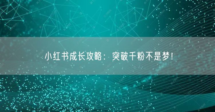 小红书成长攻略：突破千粉不是梦！