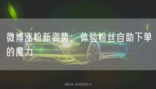 微博涨粉新姿势:体验粉丝自助下单的魔力