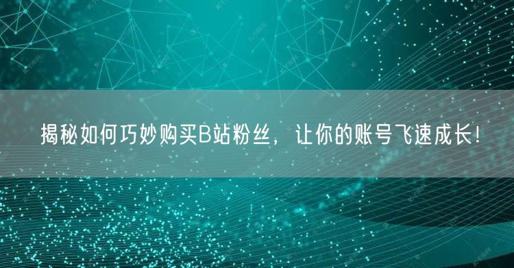 揭秘如何巧妙购买B站粉丝，让你的账号飞速成长！