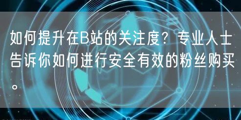 如何提升在B站的关注度？专业人士告诉你如何进行安全有效的粉丝购买。