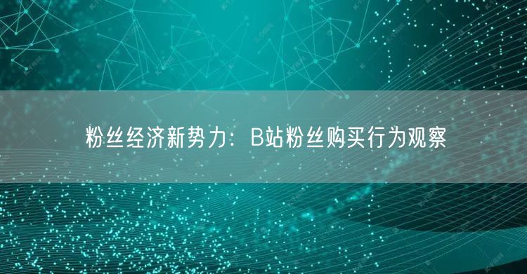 粉丝经济新势力：B站粉丝购买行为观察