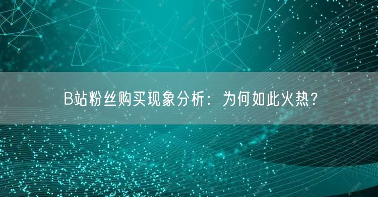 B站粉丝购买现象分析：为何如此火热？