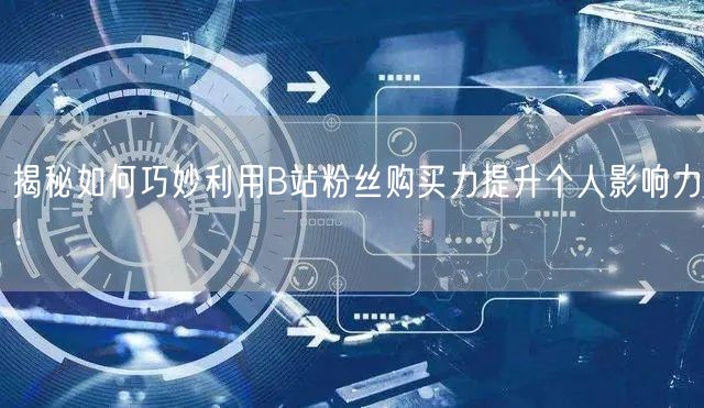 揭秘如何巧妙利用B站粉丝购买力提升个人影响力！