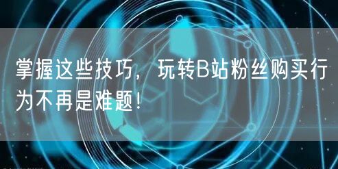 掌握这些技巧，玩转B站粉丝购买行为不再是难题！