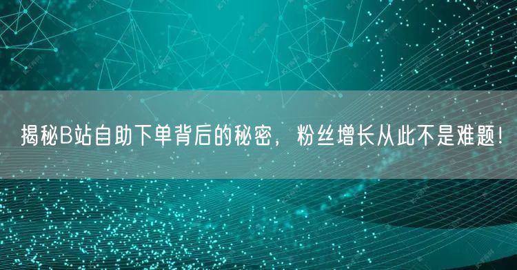 揭秘B站自助下单背后的秘密，粉丝增长从此不是难题！