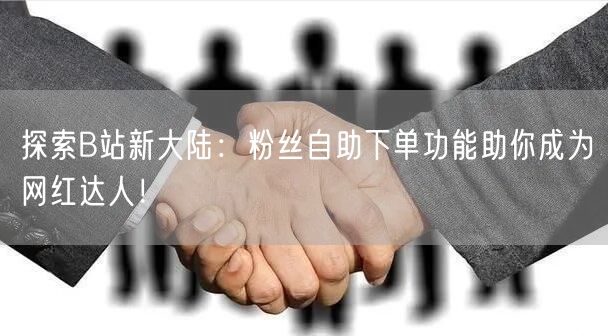 探索B站新大陆：粉丝自助下单功能助你成为网红达人！