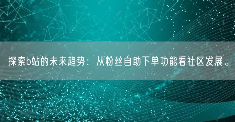 探索b站的未来趋势：从粉丝自助下单功能看社区发展。