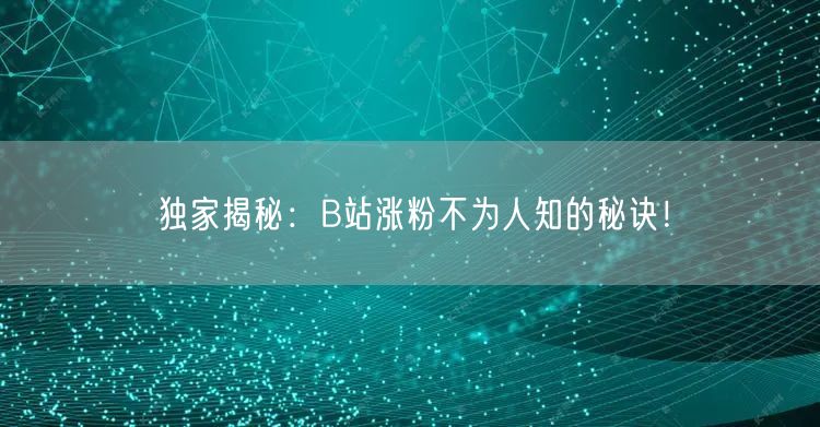 独家揭秘:B站涨粉不为人知的秘诀!