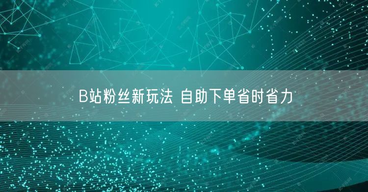 B站粉丝新玩法 自助下单省时省力