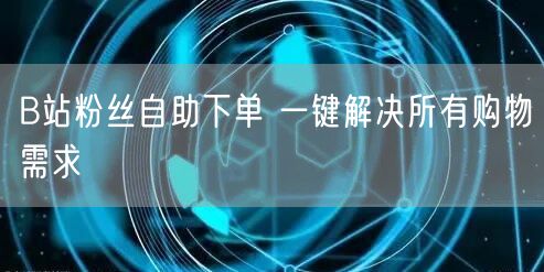 B站粉丝自助下单 一键解决所有购物需求
