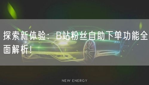 探索新体验：B站粉丝自助下单功能全面解析！