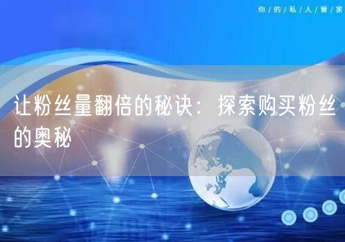 让粉丝量翻倍的秘诀：探索购买粉丝的奥秘