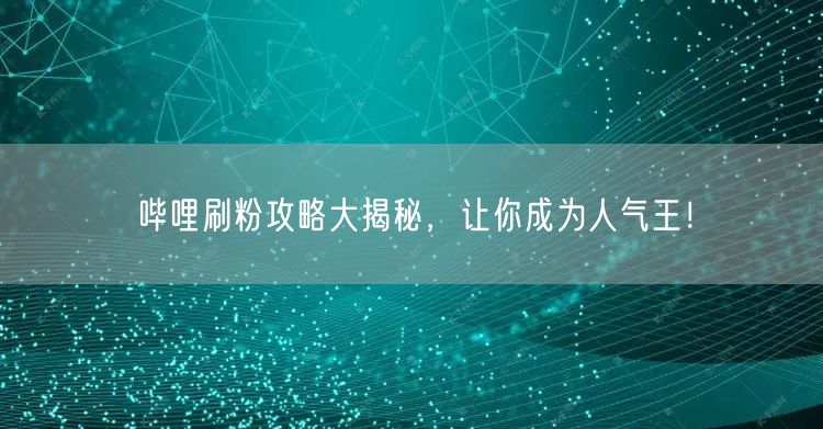 哔哩刷粉攻略大揭秘，让你成为人气王！