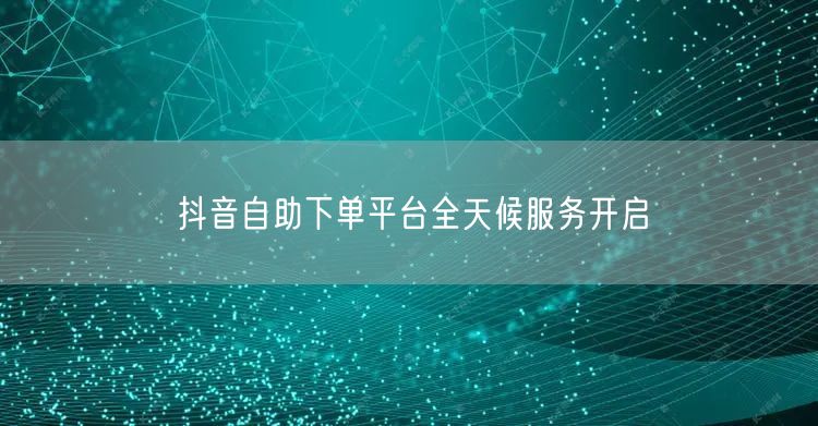 抖音自助下单平台全天候服务开启